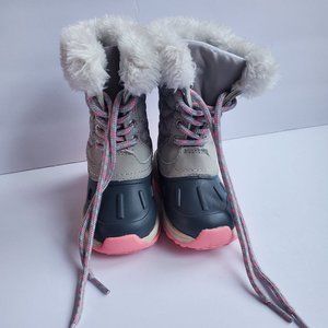 Carters Toddler Little Girls Size 6 Pink Gray Winter Snow Boots
